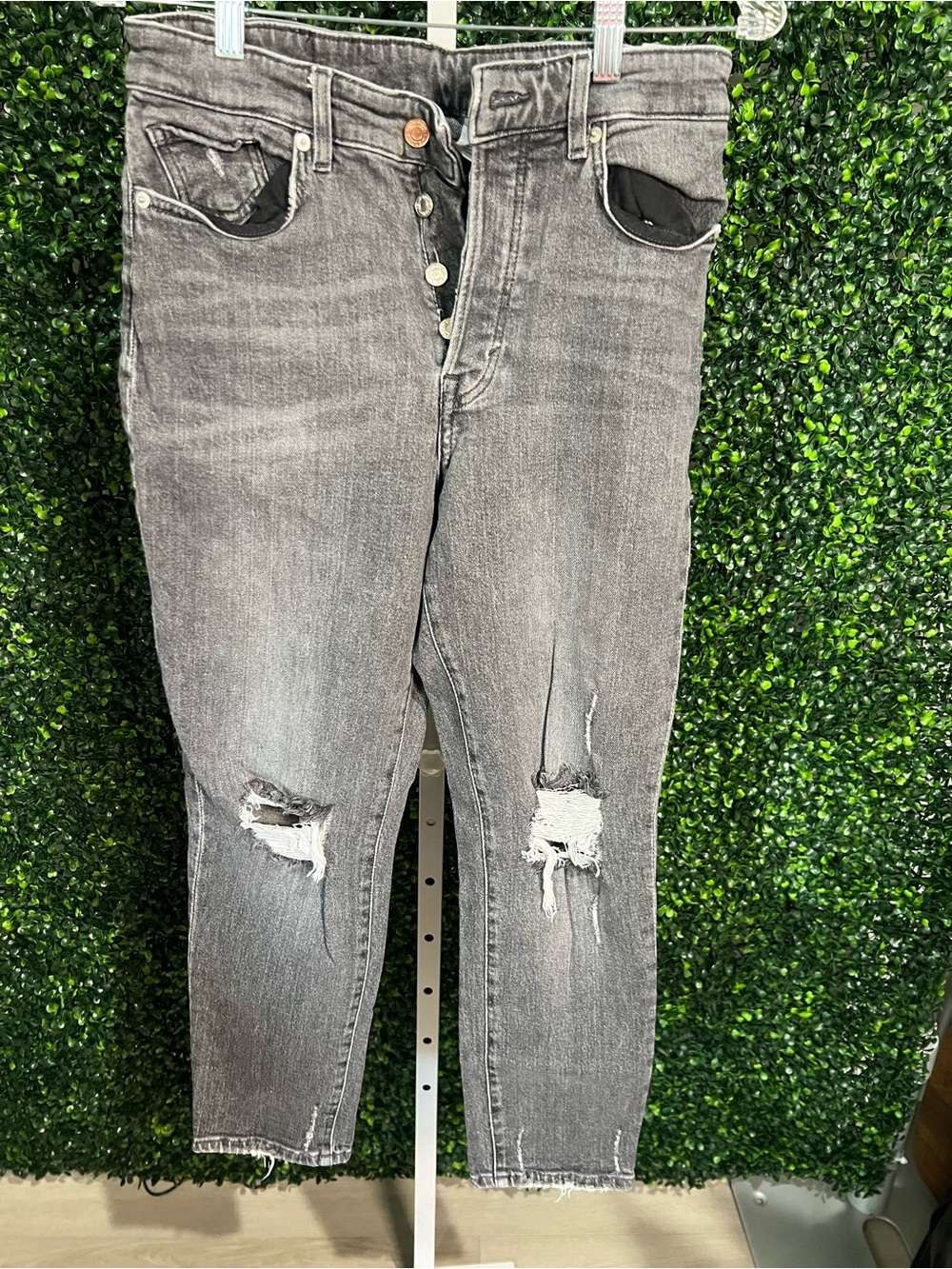Women's Distressed Gray Slim Fit Jeans